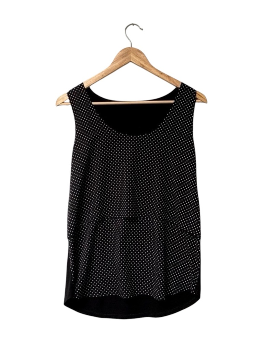 PROMOD Black Sleeveless flowy top with losanges dots Size S